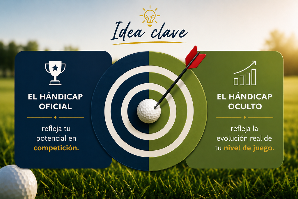 Idea clave: el handicap oficial refleja tu potencial en competición y el handicap oculto refleja la evolución real de tu nivel de juego.